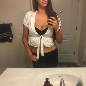 💄White Work Blazer w/ Ruched Sleeves & Waist F21